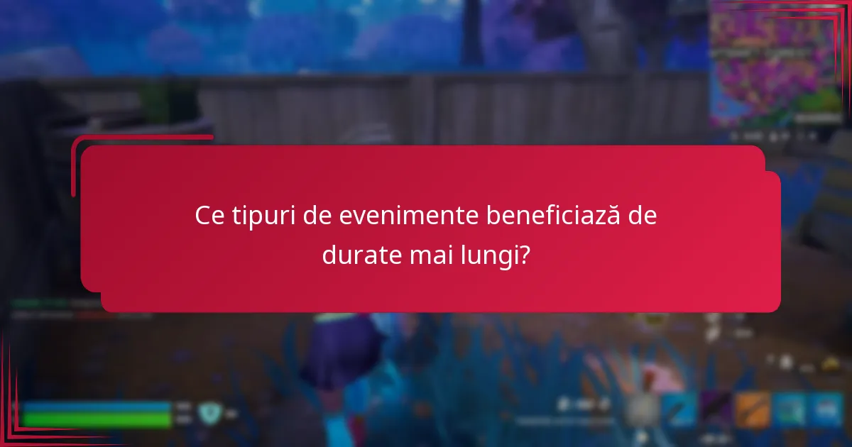 Ce tipuri de evenimente beneficiază de durate mai lungi?